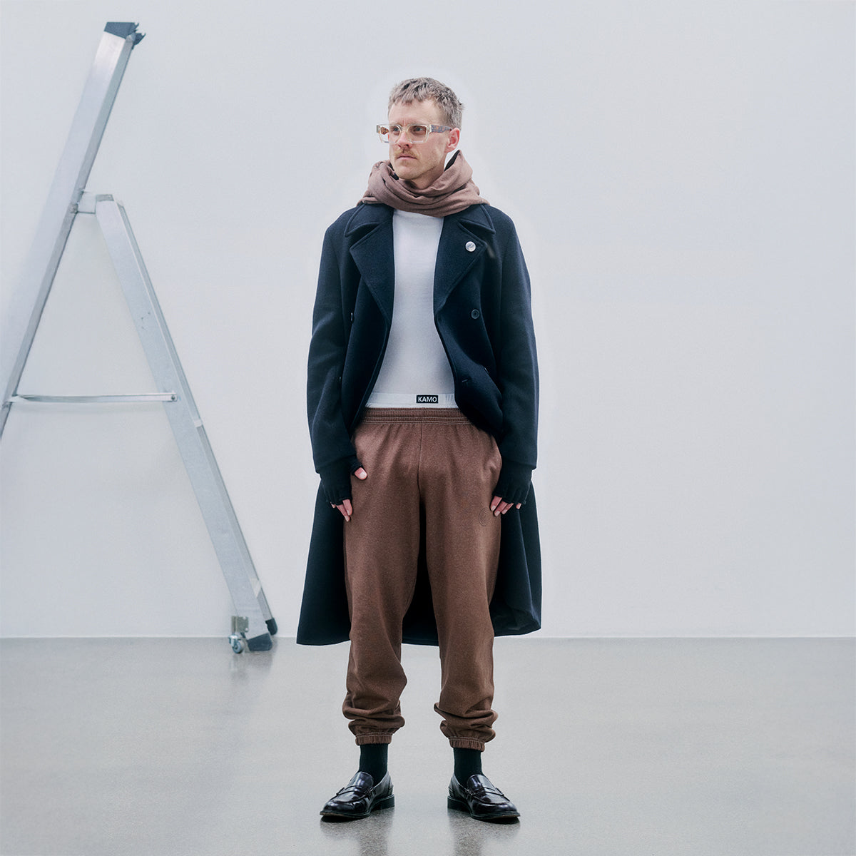 Double Breasted Wool Coat - Navy