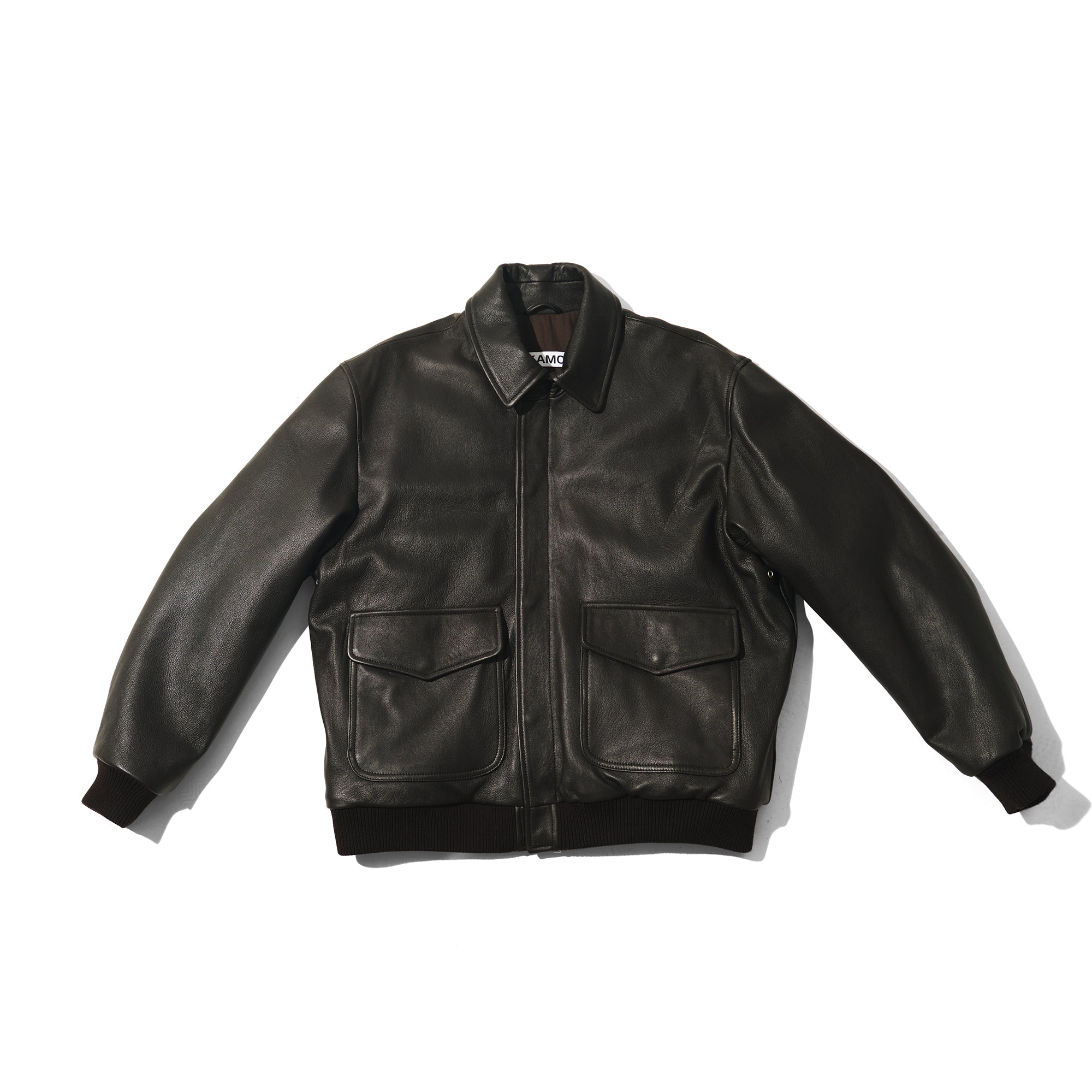 Leather Bomber Jacket - Brown