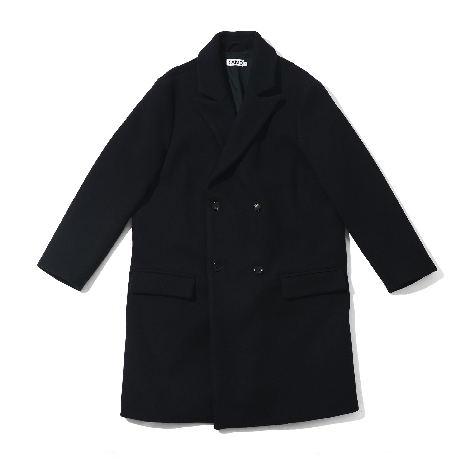 Double Breasted Wool Coat - Navy