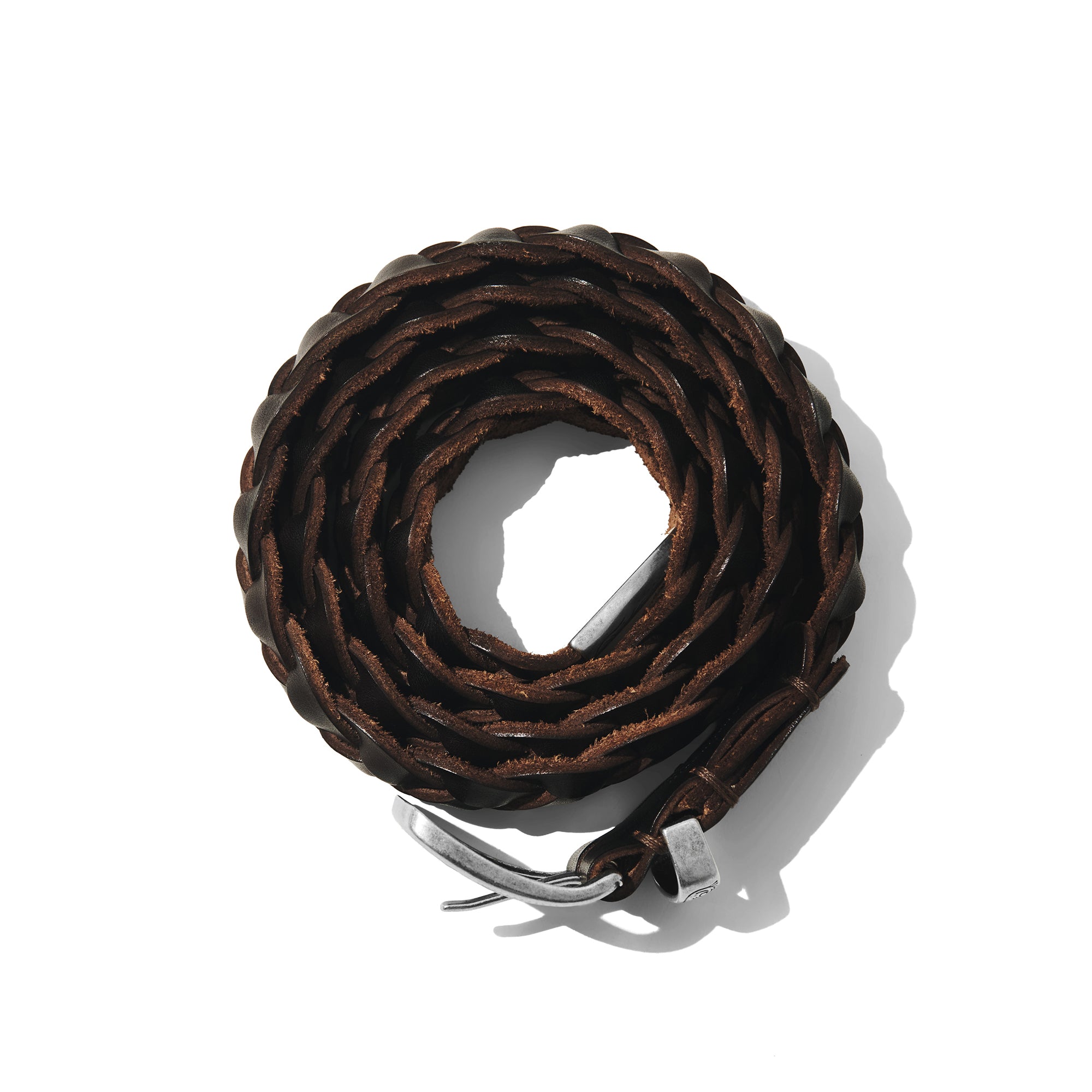 Braided Leather Belt - Brown