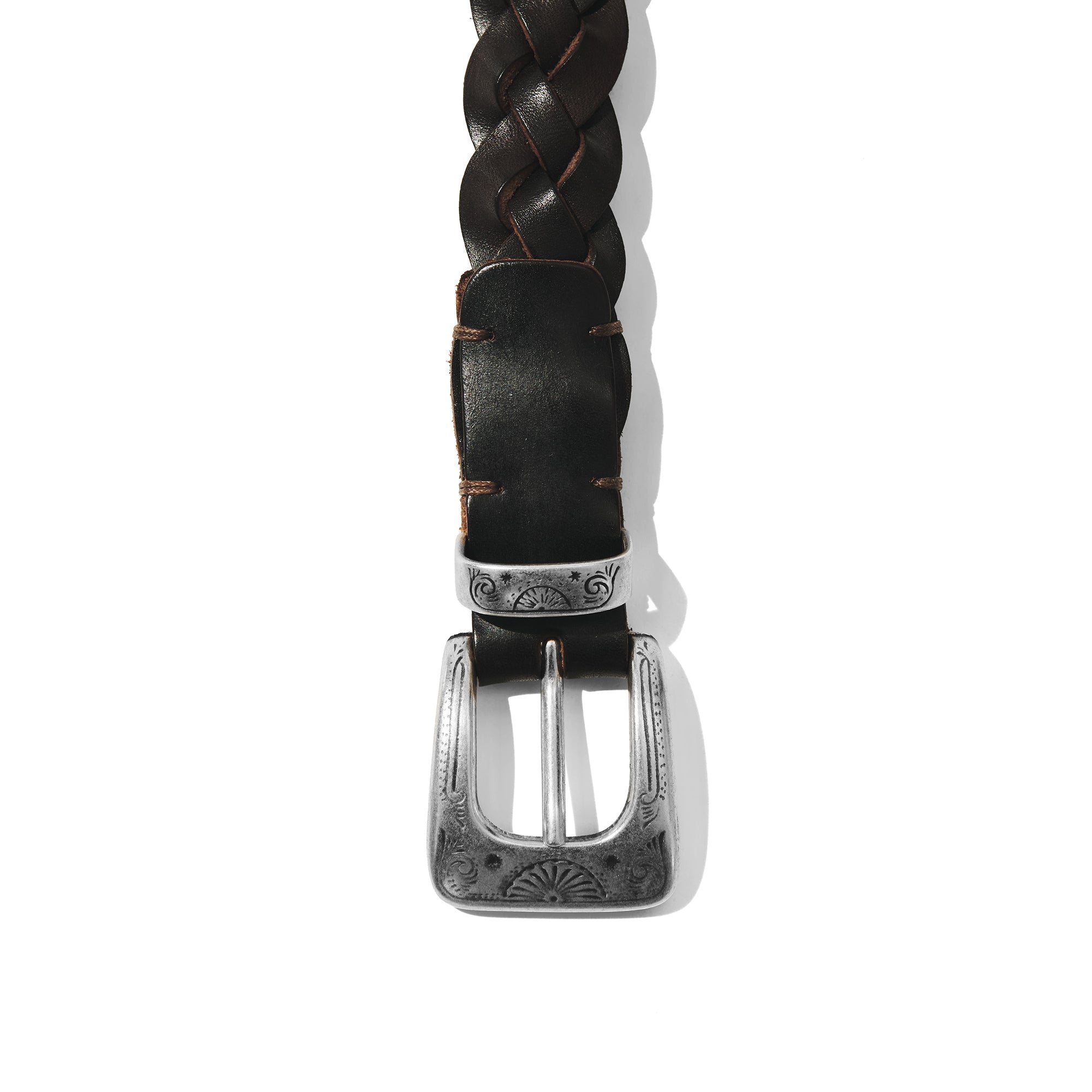 Braided Leather Belt - Brown