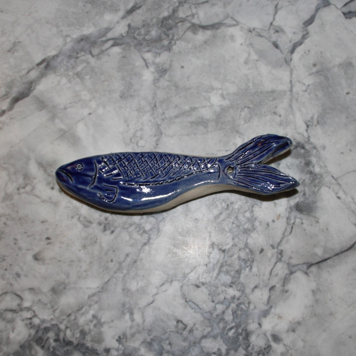Handmade Ceramic Fish—An Incense Holder, Blue